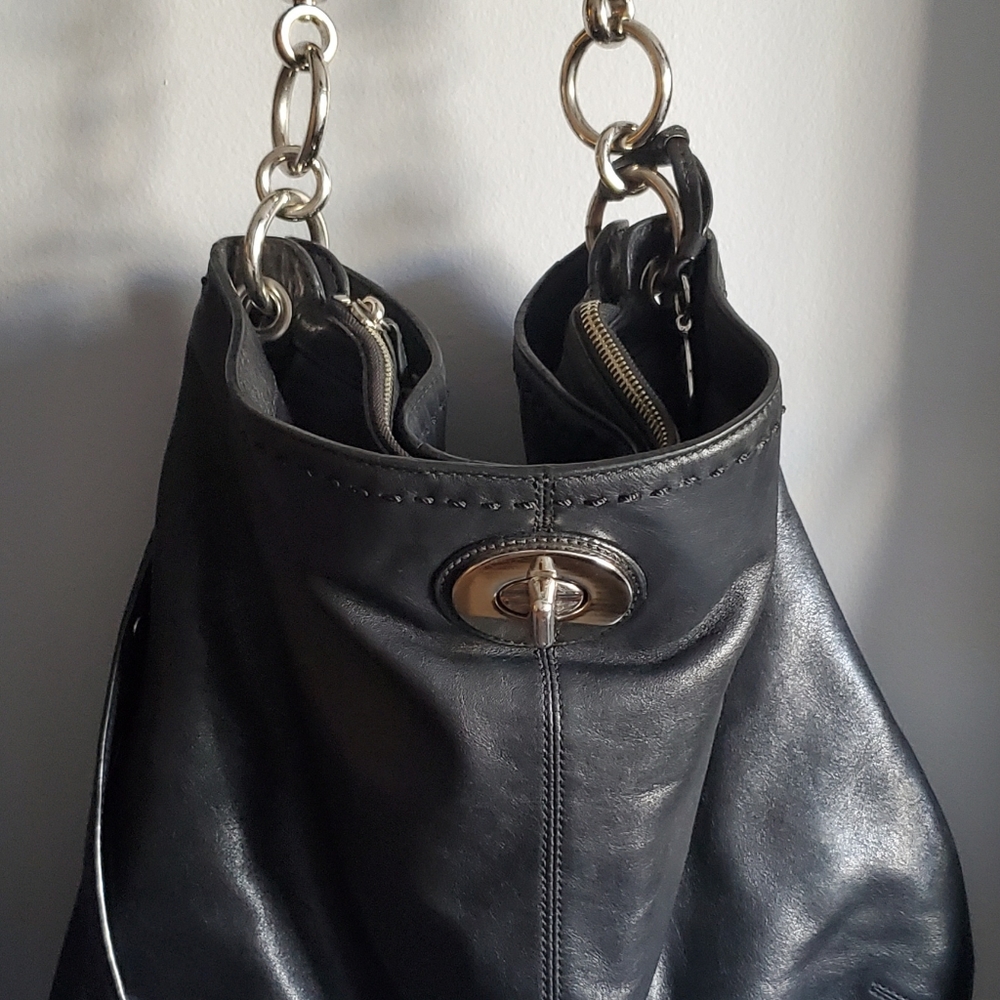 Leather Coach Bag, Black